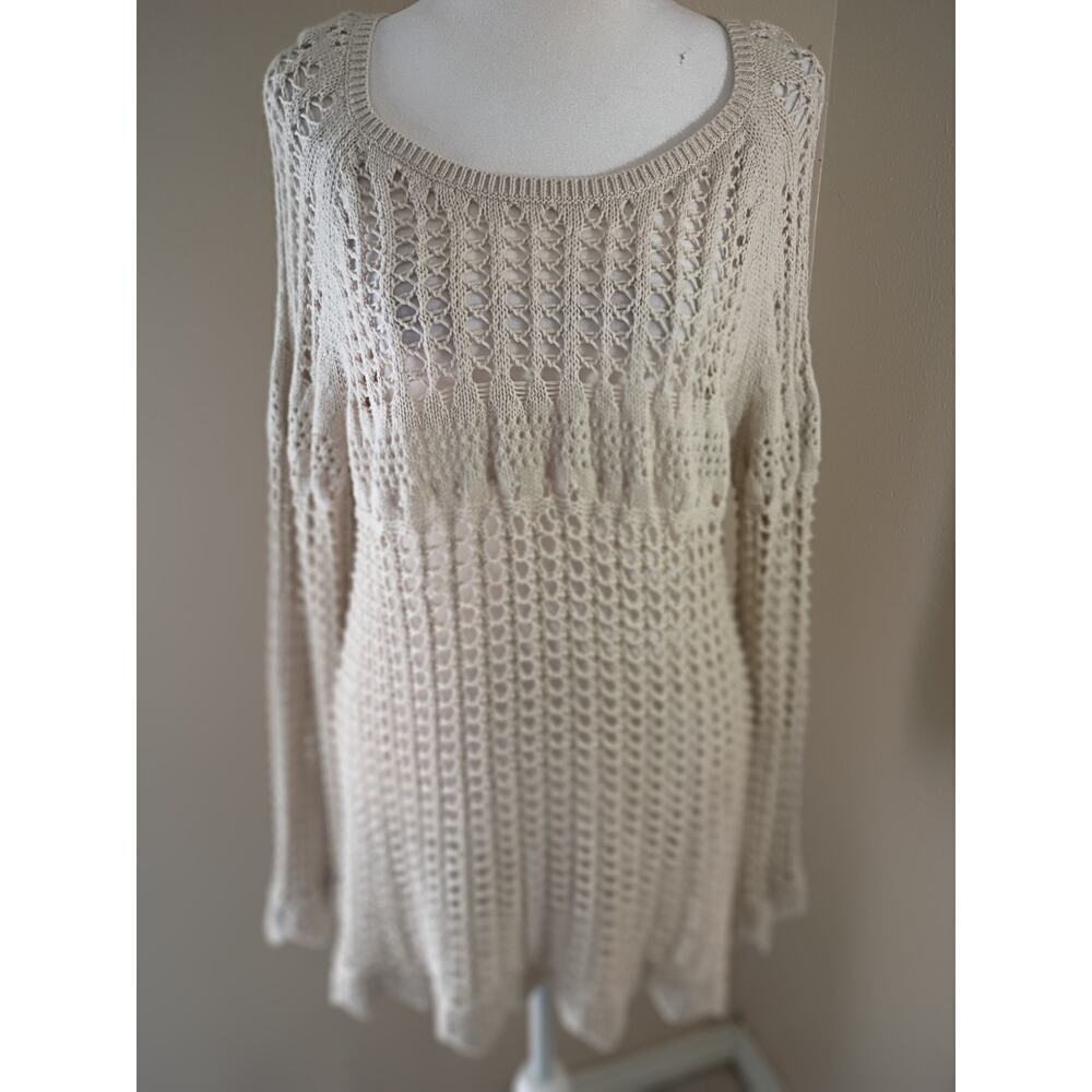 Retro Threads Dress/Top Open Weave Beige Sz XL Beach Boho Cottagecore
